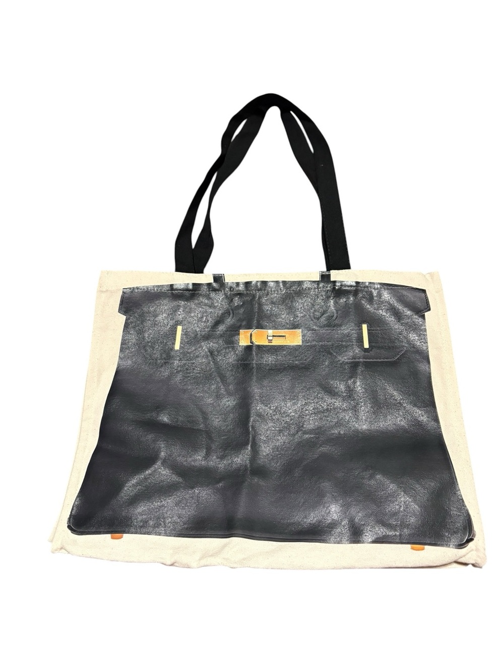 Chrome Canvas Tote Bag "My Other Bag" Style Birkin Pattern Graphic NWOT